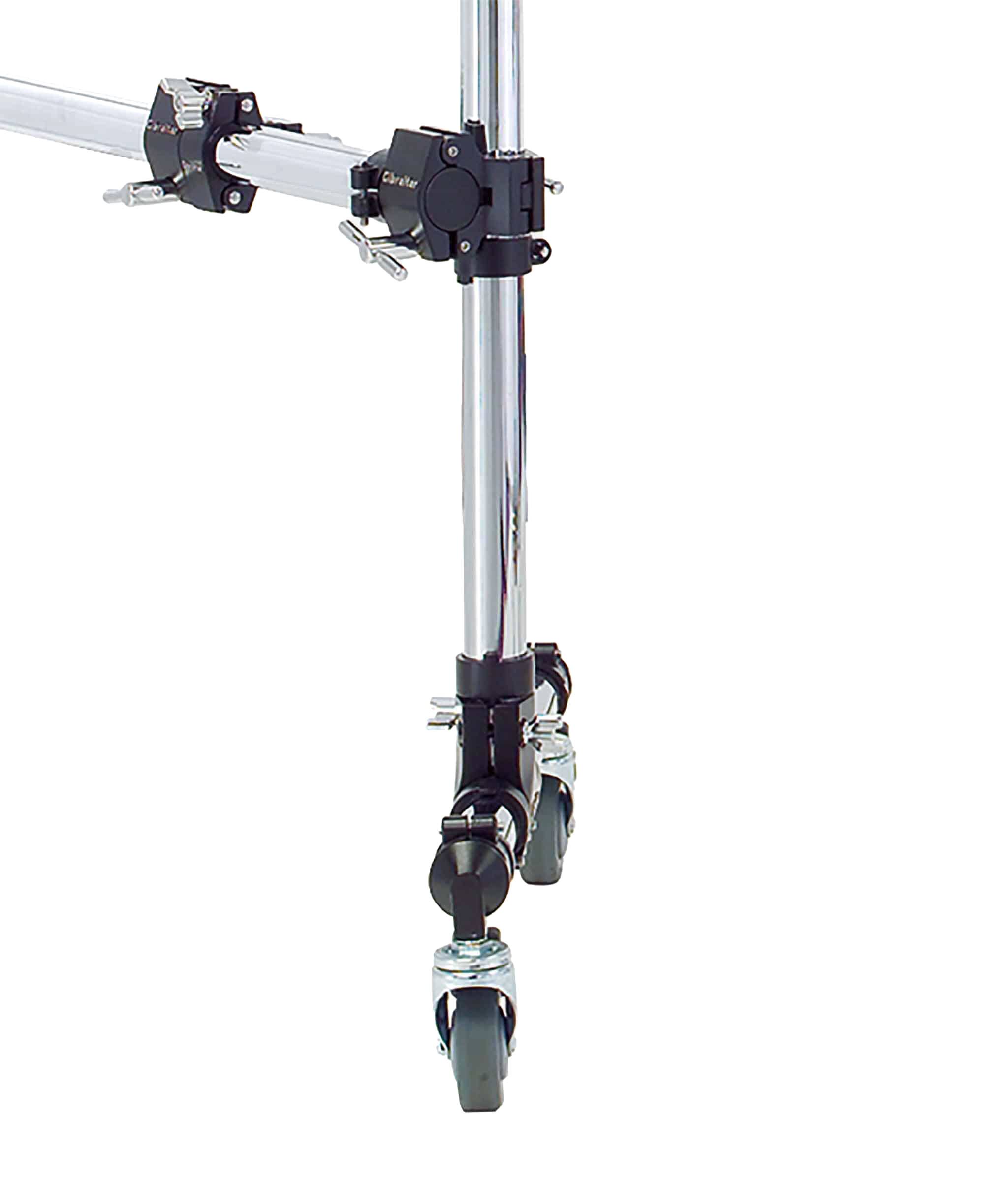 Angle. Gibraltar Hardware - T-Leg Drum Rack Caster, Heavy-Duty 3-Inch Wheel with Brake for Mobile Drum Rack Setups, All-Metal Construction.