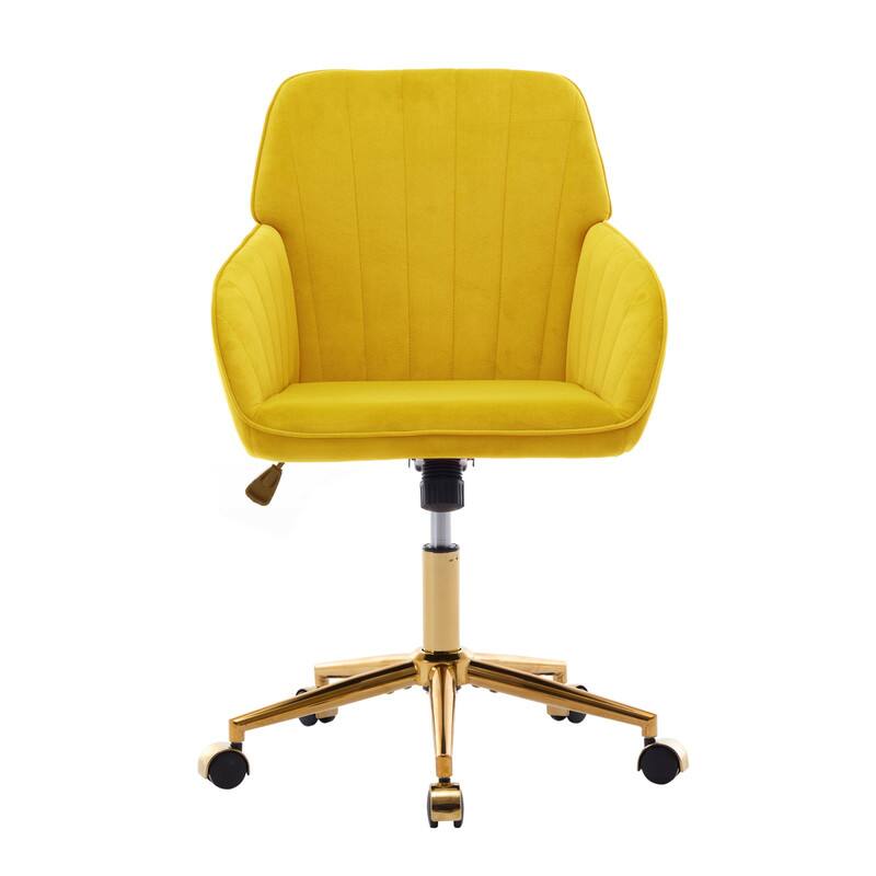 Alt View 1. HTUTWOO - Office Chair- Ergonomic,Adjustable, Gold Base, Wide Backrest,for Office, Bedroom, Ideal for Professionals, Students - Yellow.