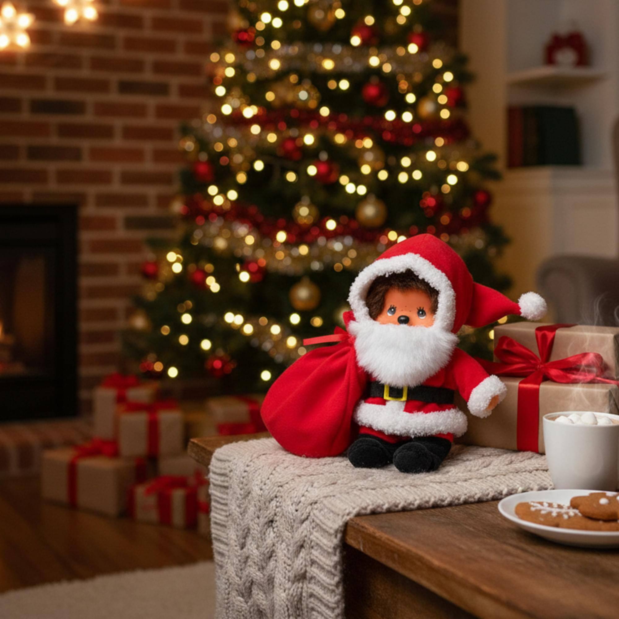 Alt View 10. Sumikkogurashi - Monchhichi Santa Claus Boy 8 Inch Plush - Red.