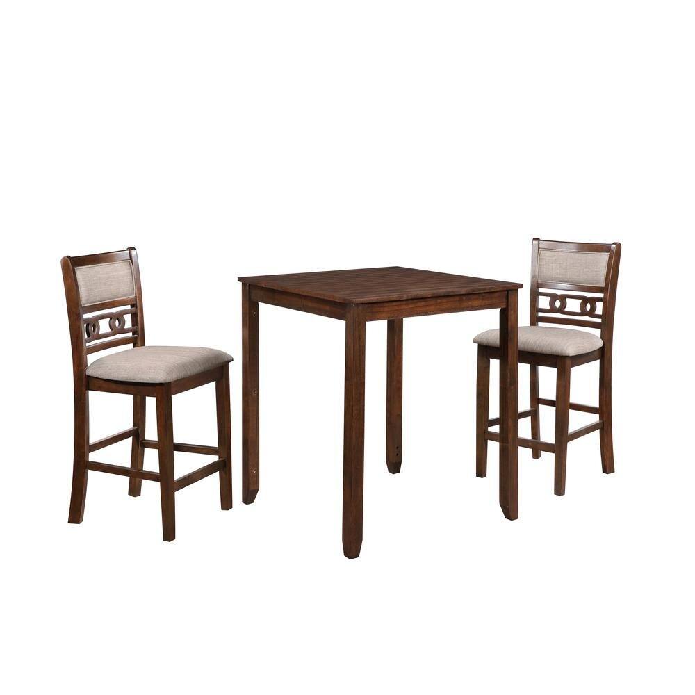 Left. FurniFact - Solid Wood Small Dining Table for 2 – Compact Table and Chairs Set - Cherry.