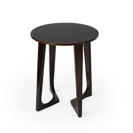 Butler Specialty - Devin 19.5 in. W Round Solid Wood Mid Century Side Table with 2 Sled Legs - Dark Brown