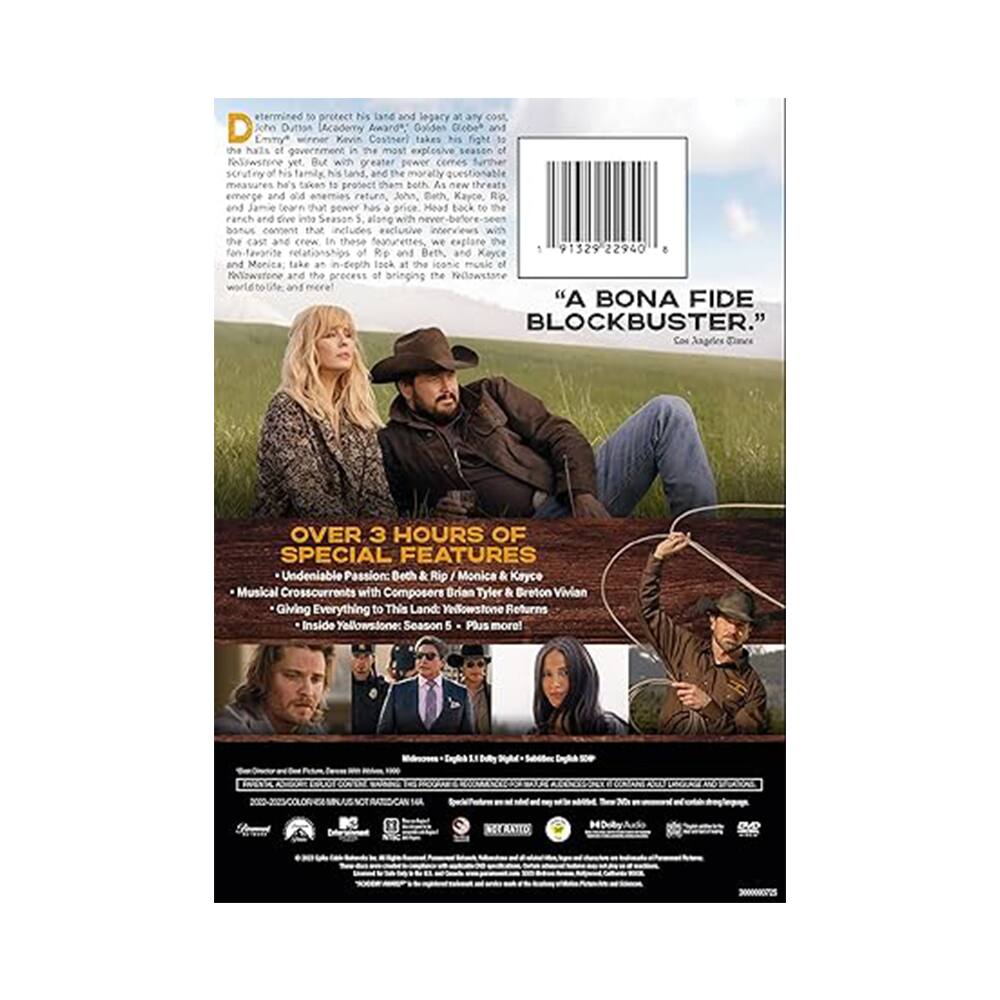 Back. Yellowstone: Season Five Part 1   - DVD.