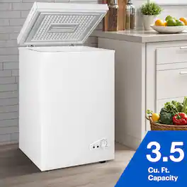 Loheer - 3.5 Cu. Ft. Compact Chest Freezer with Adjustable Temperature and 2 Removable Baskets - White