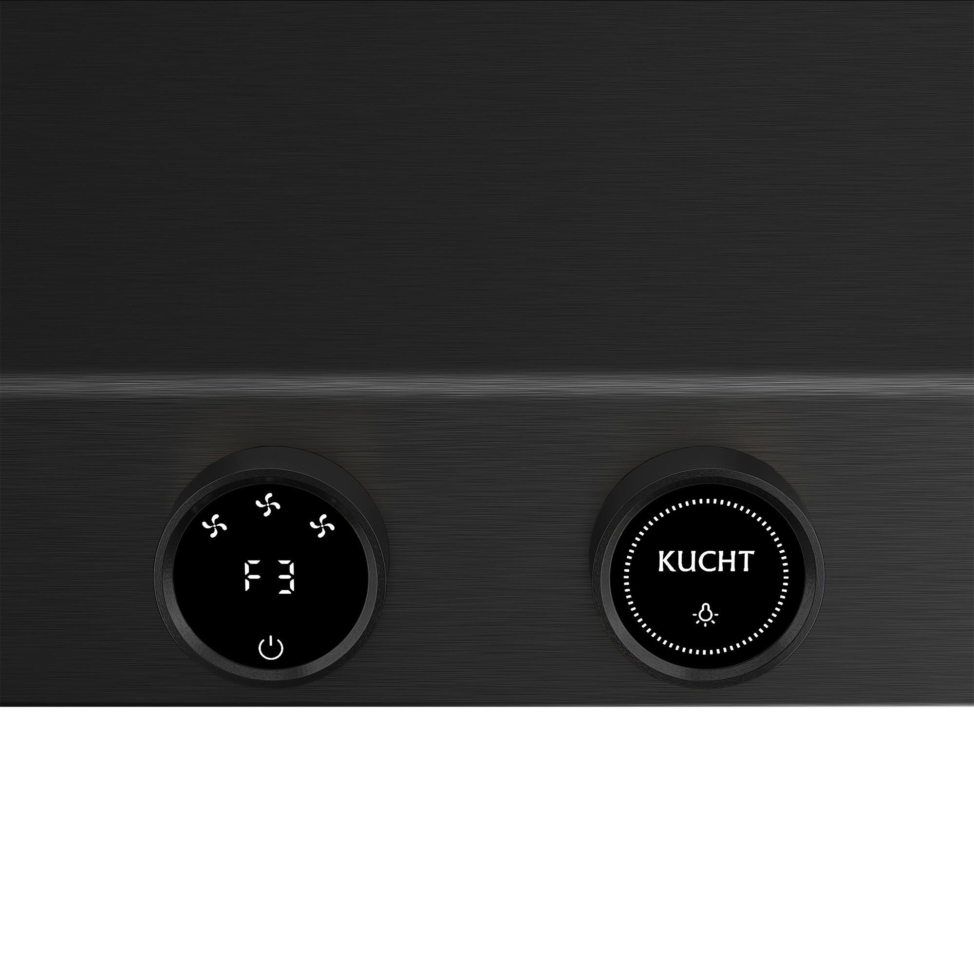 Angle. Kucht - Pro Style 36 in. 900 CFM Under Cabinet Range Hood, Dark Stainless Steel , Digital Controls - Dark Stainless Steel.
