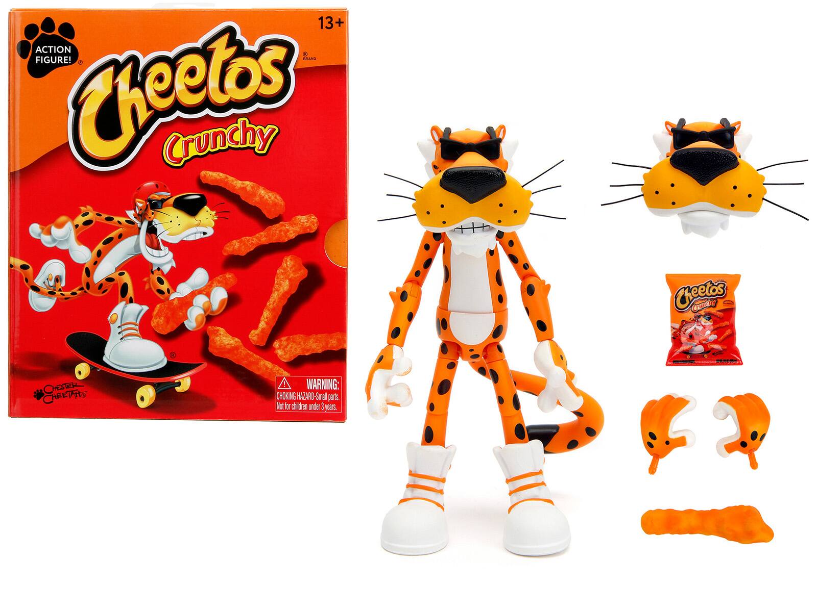 Chester Cheetah 5.5" Figure with Accessories and Alternate Head and Hands "Cheetos Crunchy" model by Jada - Orange with White
