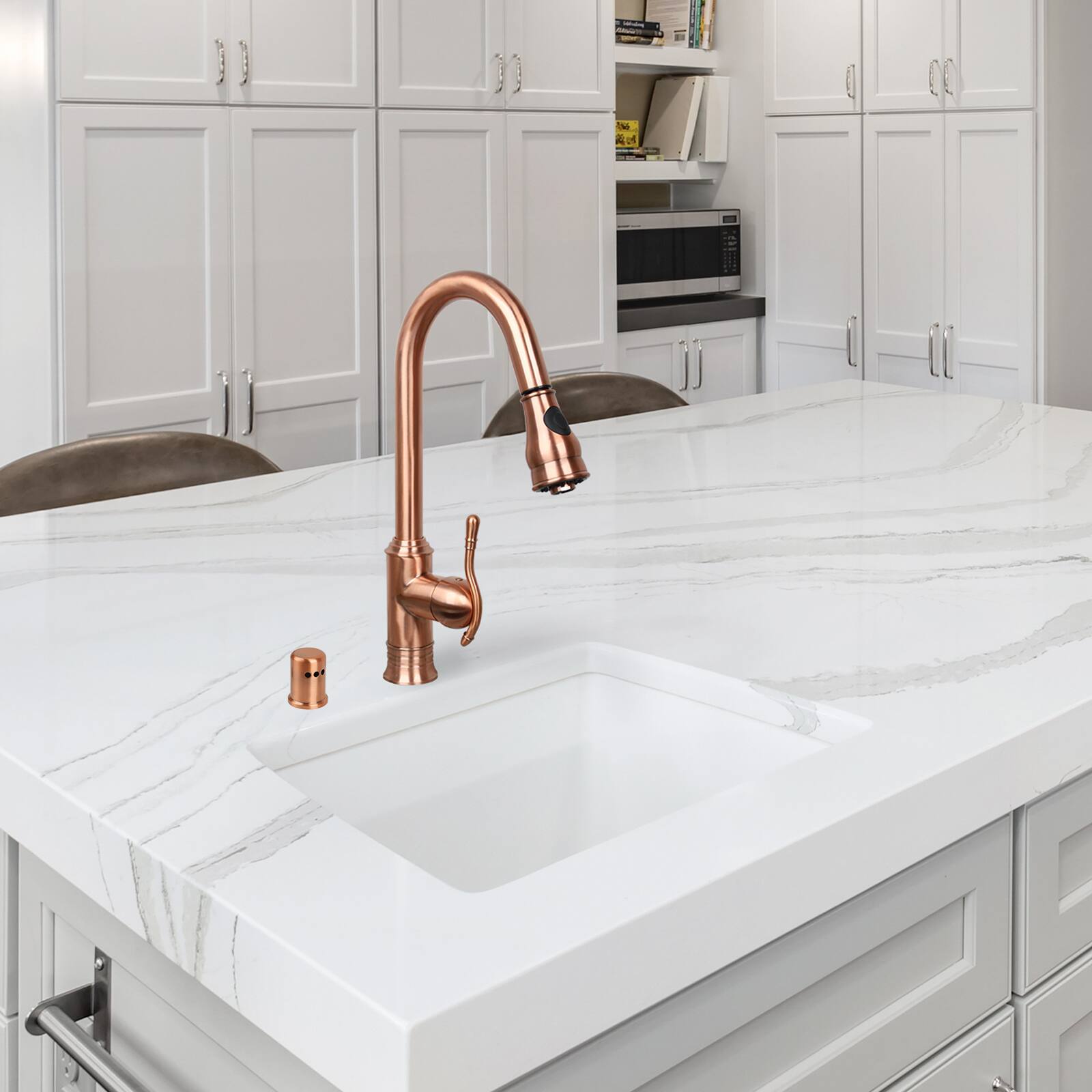 Alt View 2. Akicon - Akicon Solid Brass Kitchen Dishwasher Air Gap Cover in Copper - Copper.
