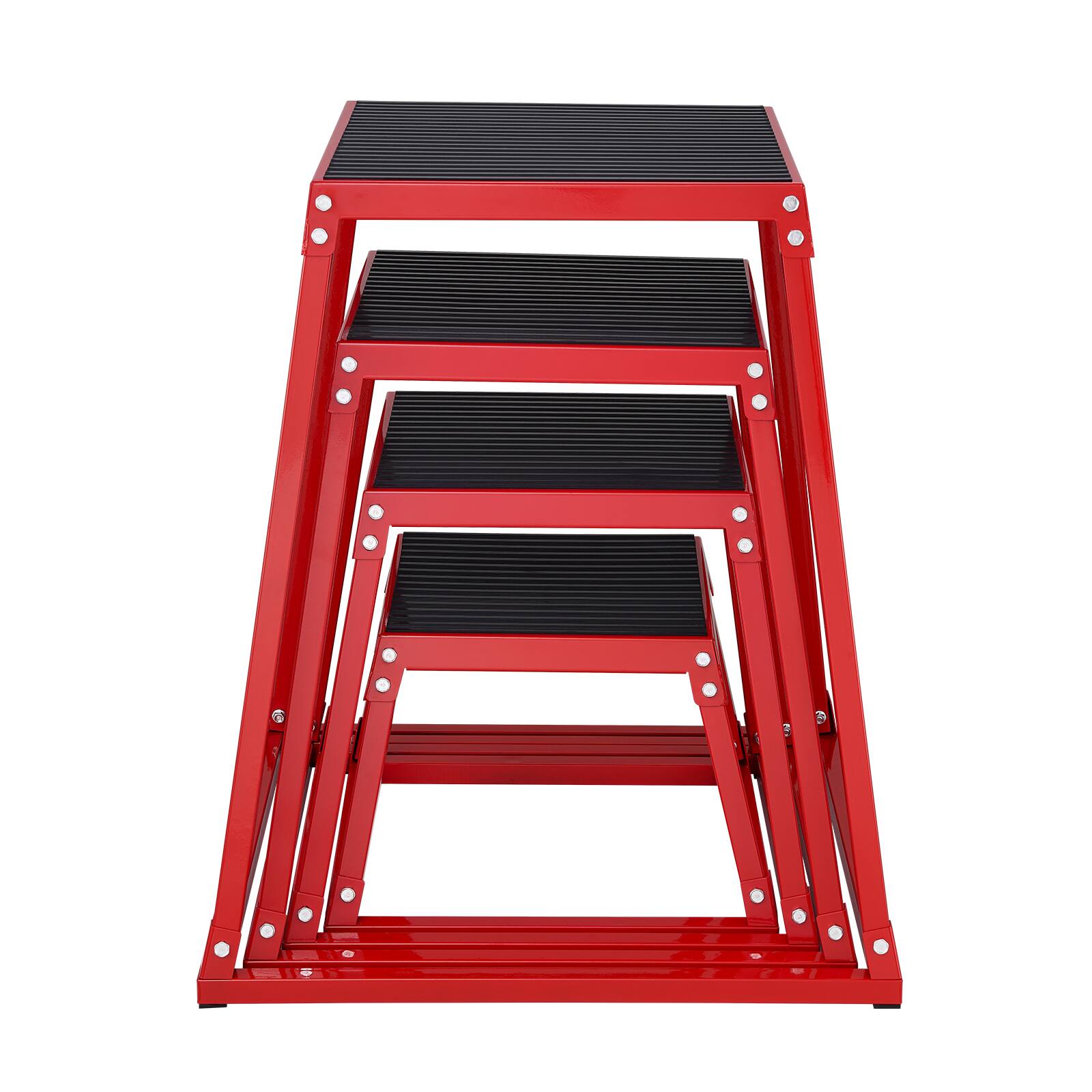 Alt View 5. VEVOR - Plyometric Jump Boxes, 12/18/24/30 Inch Plyo Box, Platform and Jumping Agility Box, Anti-Slip Fitness Step Up Box Set - Red.