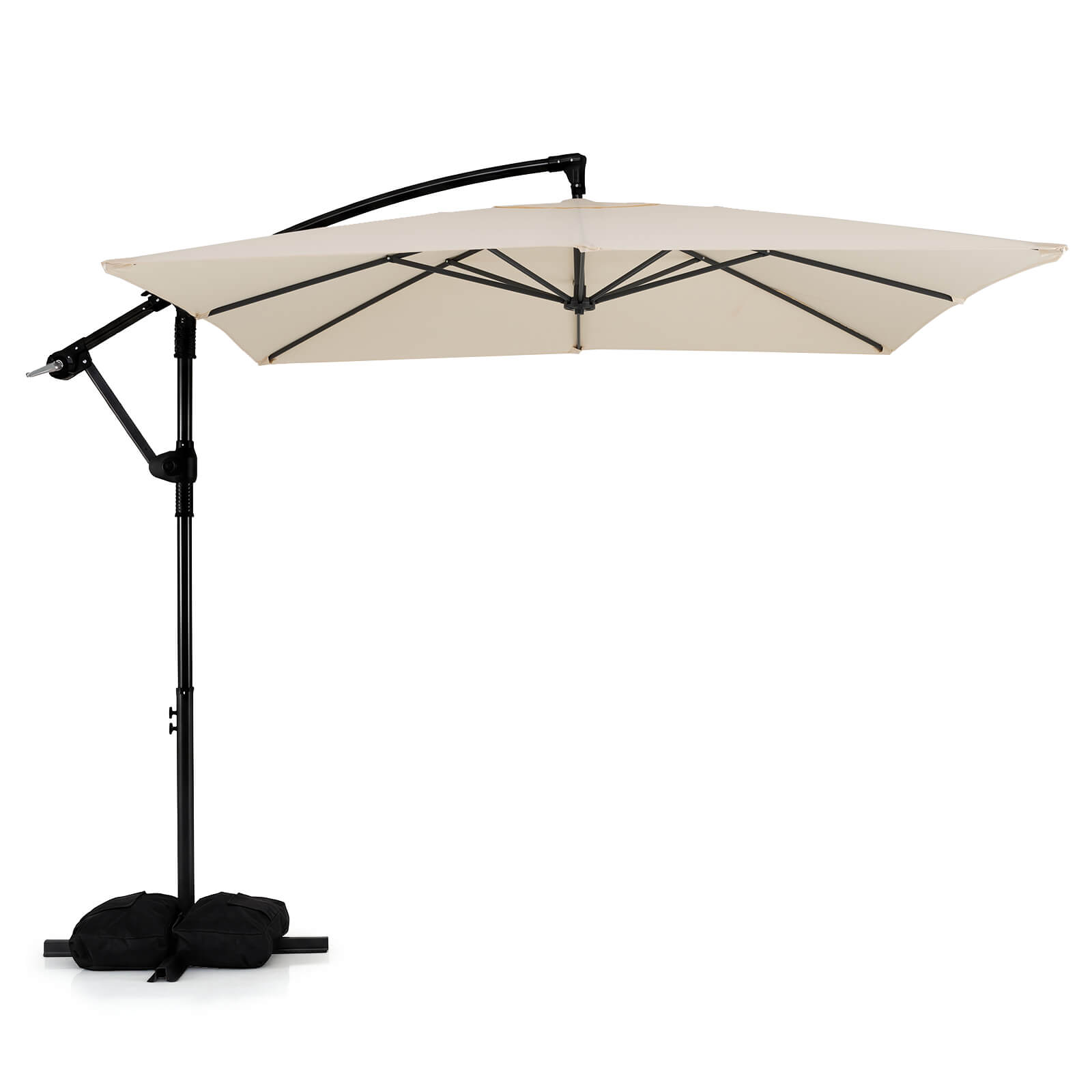 Costway - 8 x 8 FT Offset Cantilever Patio Umbrella Square Hanging Outdoor Market Umbrella - Beige price history on PriceWatchPro