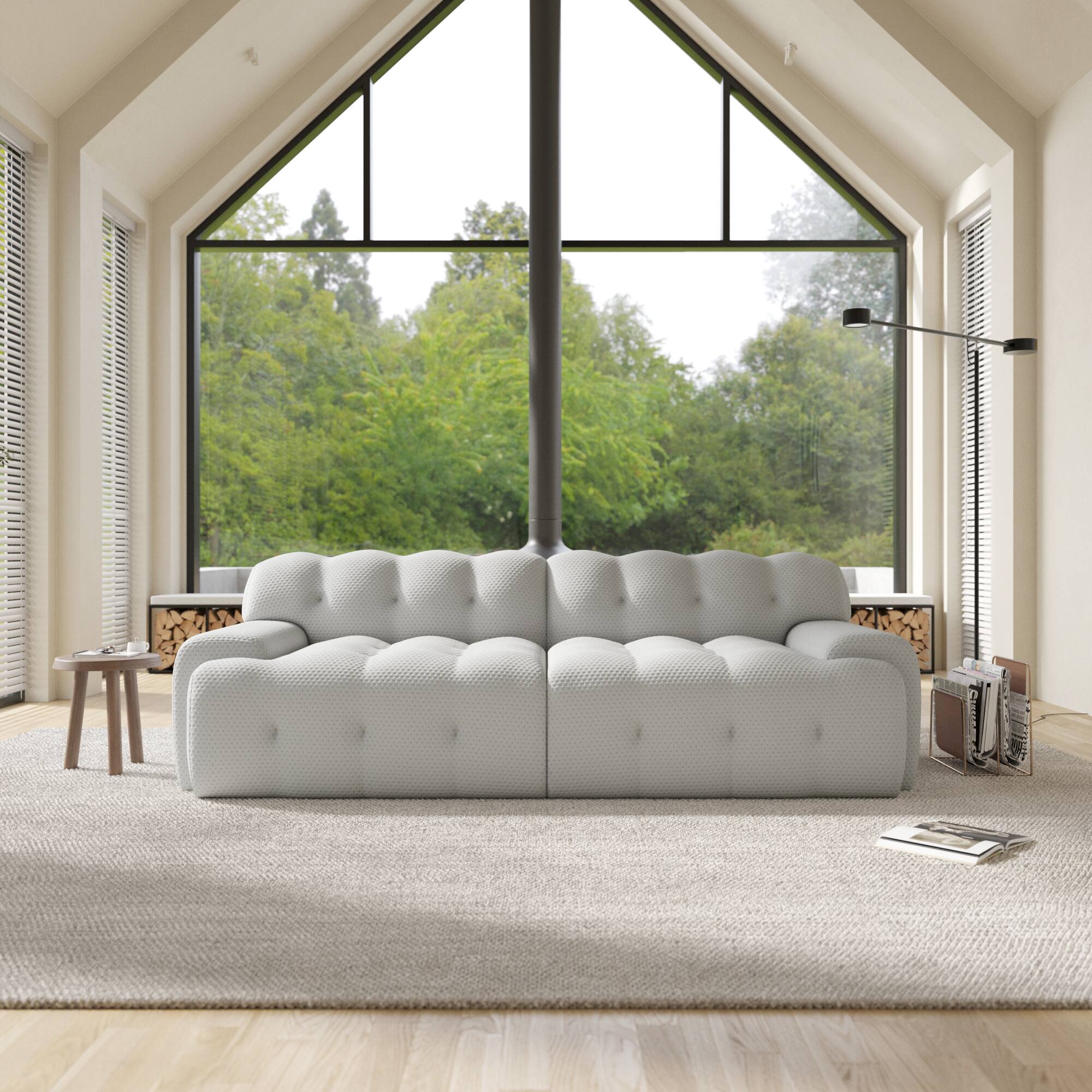 Alt View 2. Yardgrace - 102.4in Modular Sectional Couch, 2 Seats Breathable Floor Sofa, Modern Couch, Green - Grey.