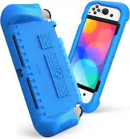 Fintie - Kid-Friendly Ultralight Case for Nintendo Switch OLED Model (2021), Ergonomic Grip, Anti-Scratch Protective Grip Cover - Blue
