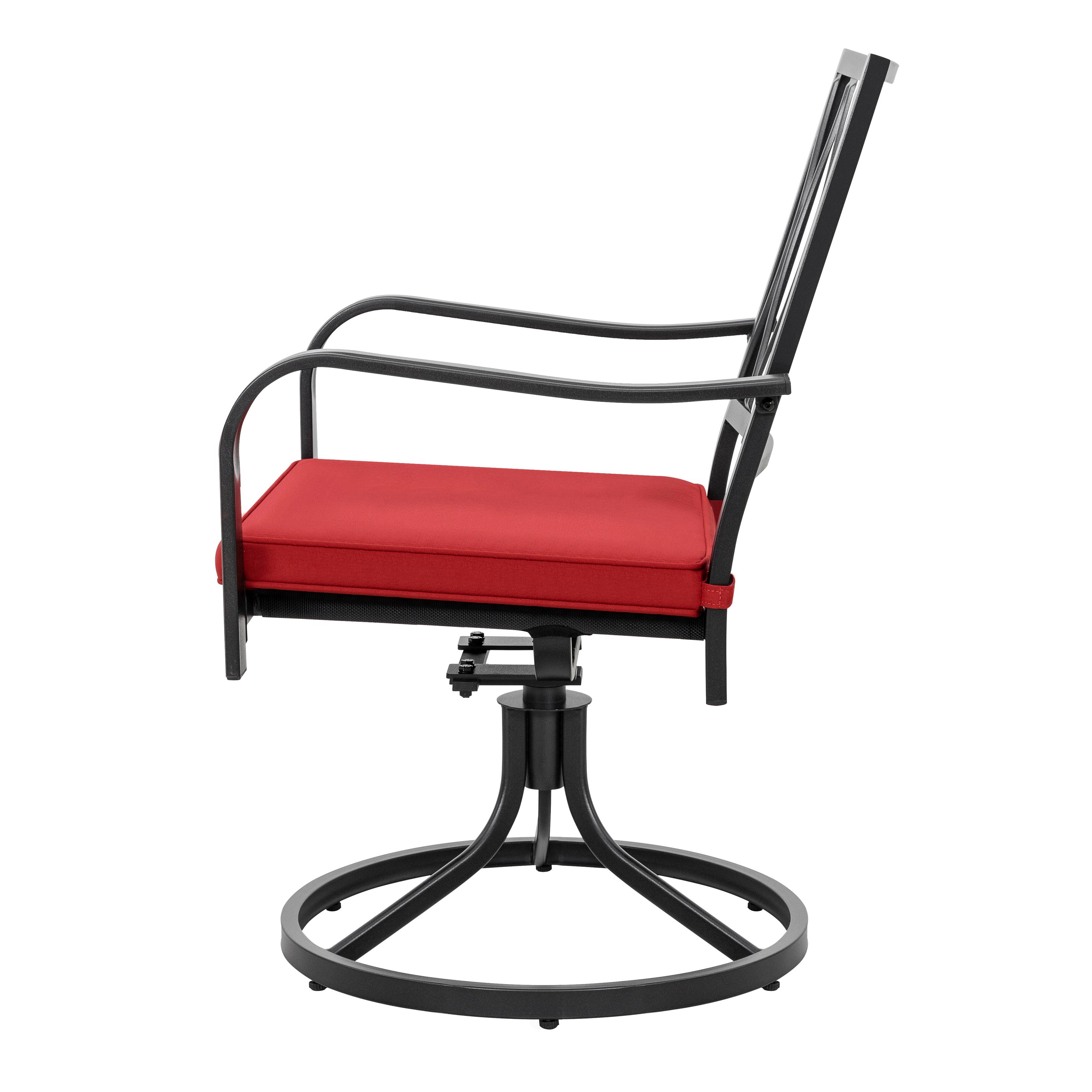 Alt View 9. Nuu Garden - 2-Piece Metal Swivel Patio Chair Set with Removable Red Olefin Cushions - Black and Red.
