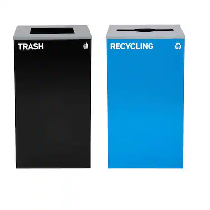 The text on the image is "TRASH" and "RECYCLING".