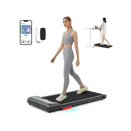 Front. Resenkos - Resenkos Under Desk Walking Pad Treadmill 2.5 HP with Remote & LED Screen - Black - Black.