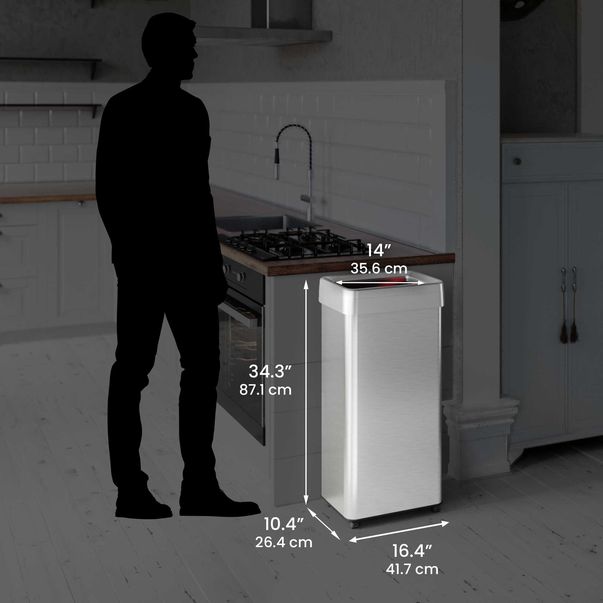 - 14" 35.6 cm
- 34.3" 87.1 cm
- 10.4" 26.4 cm
- 16.4" 41.7 cm