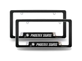 Rico Industries - Phoenix Suns NBA (Set of 2) Chrome Metal License Plate Frames with Carbon Fiber Design - Multi
