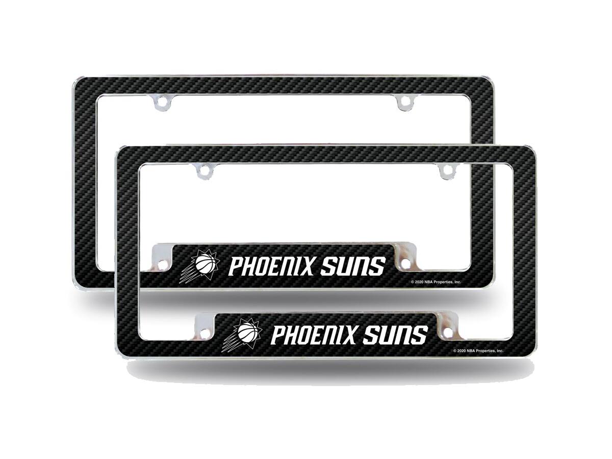 Phoenix Suns NBA (Set of 2) Chrome Metal License Plate Frames with Carbon Fiber Design