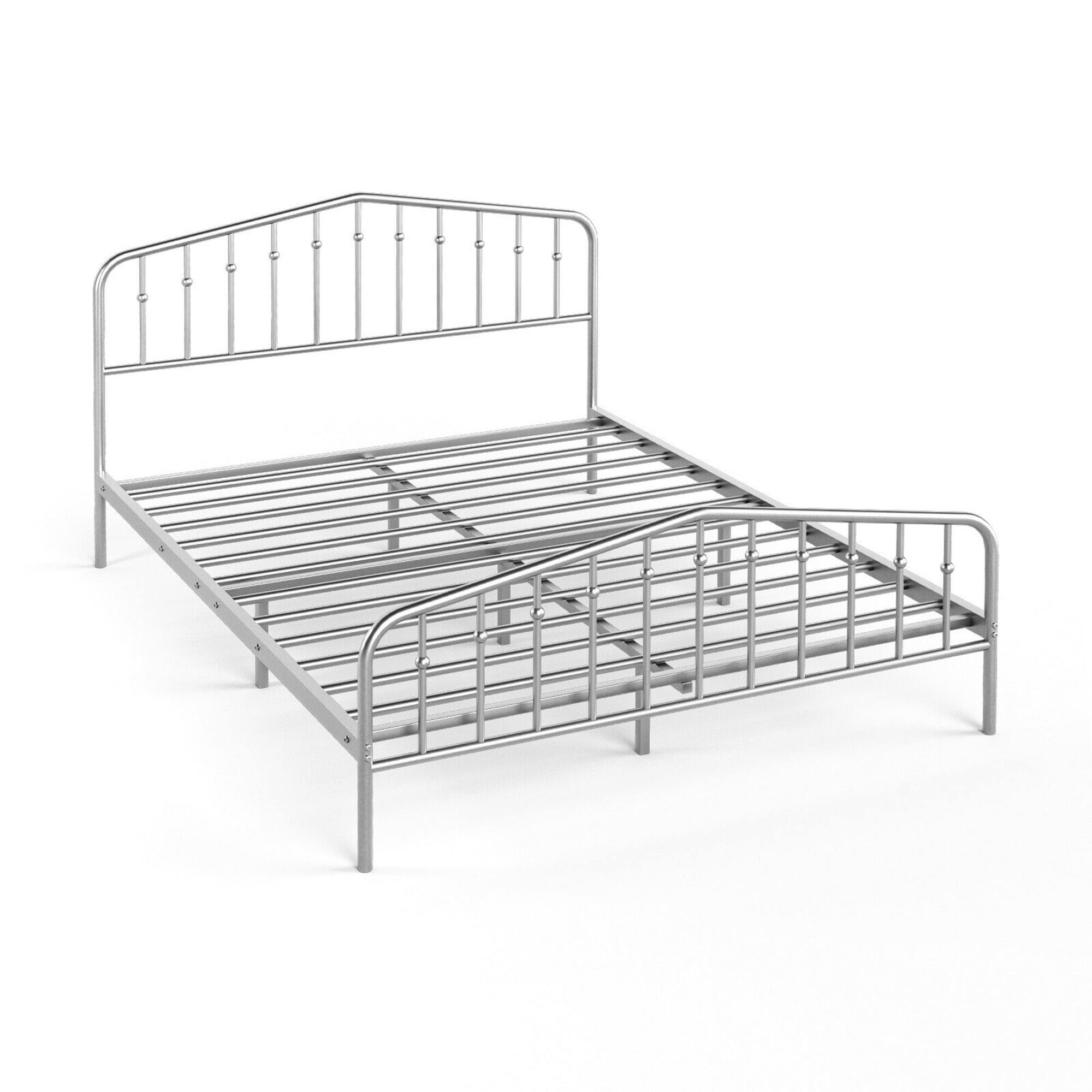 Alt View 1. Gymax - Gymax Queen Size Metal Bed Frame Platform Headboard & Footboard W/Storage Sliver - Silver.