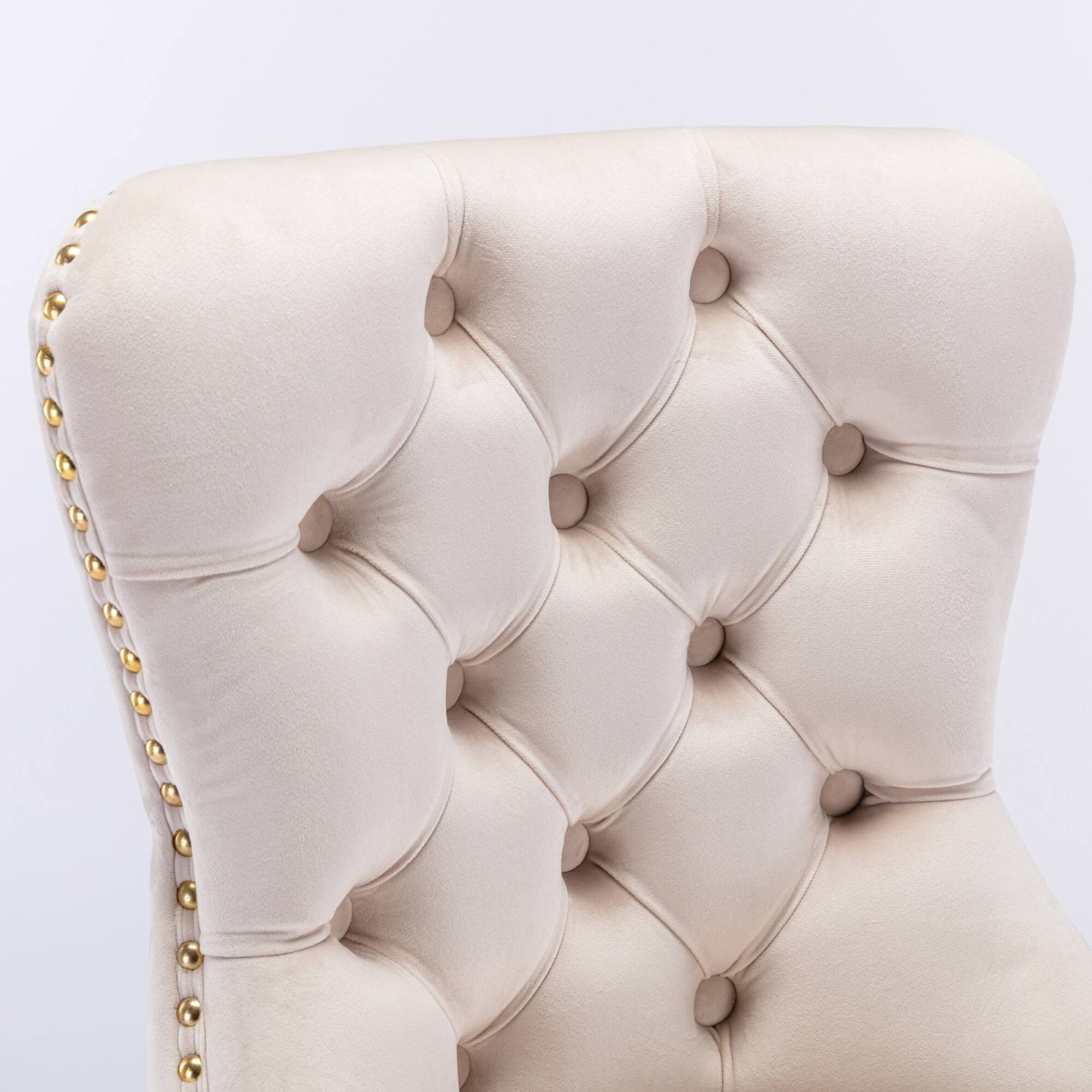 Alt View 6. GOODSILO - Luxury Swivel Velvet Barstools with Adjustable Height and Tufted Backrest for Home Kitchen and Pub - Beige.