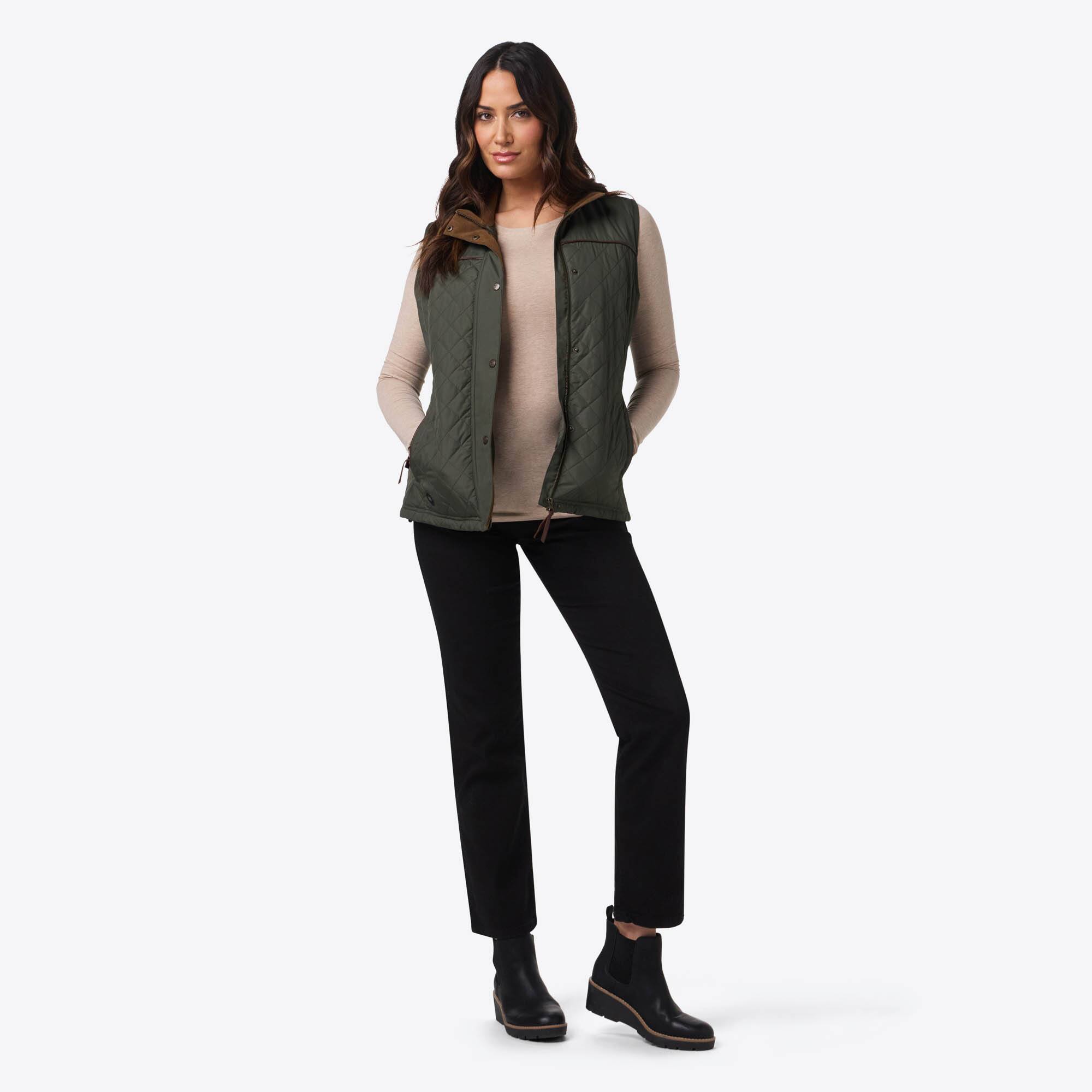 Left. Mobile Warming - Women's Duke Heated Vest - Forest Green.