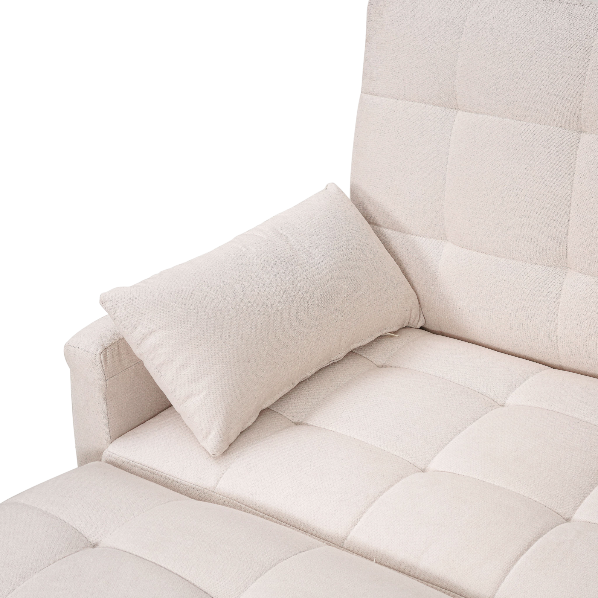 Alt View 9. GOODSILO - Extra-Large 61-Inch Convertible Fabric Sofa Bed With Storage, Adjustable Backrest, And Reinforced Frame - Beige.