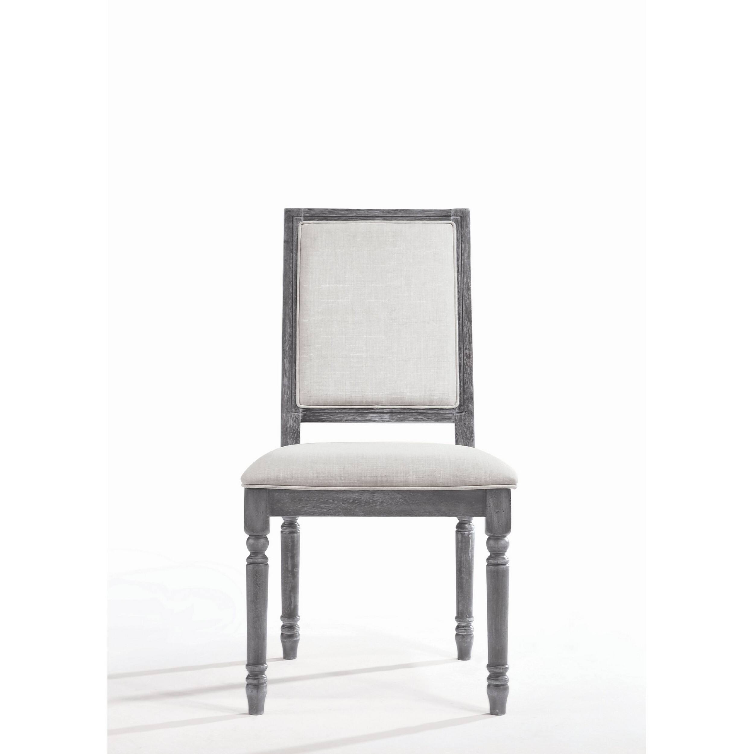Alt View 1. Manhattan Lane - Linen Dining Side Chair with Turned Legs, Set of 2 - Gray.
