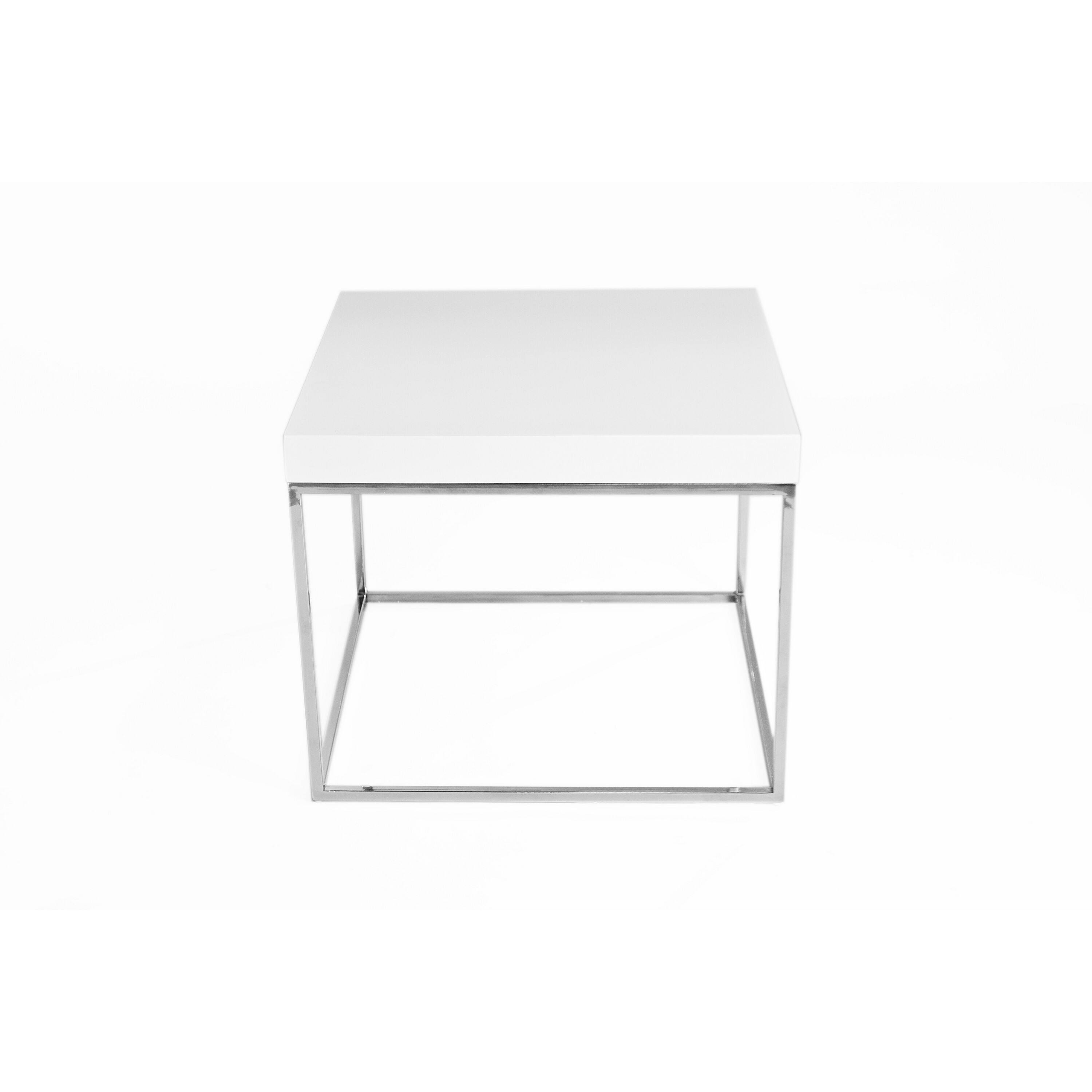 Manhattan Lane Zen 24 Inch Side End Table, Square, Lacquer Top, Chrome ...