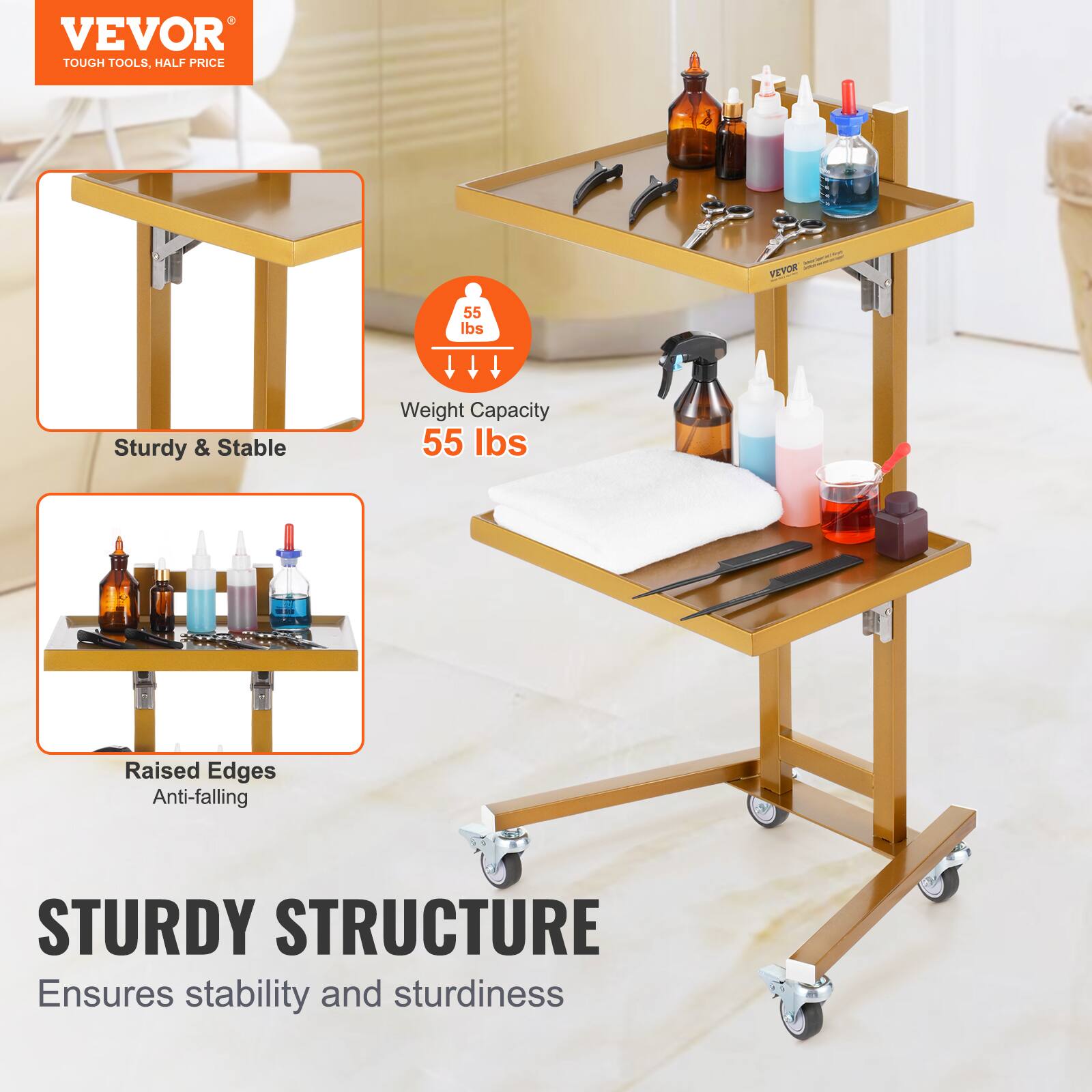 VEVOR TOUGH TOOLS, HALF PRICE

Sturdy & Stable
Weight Capacity 55 lbs
Raised Edges Anti-falling

STURDY STRUCTURE
Ensures stability and sturdiness