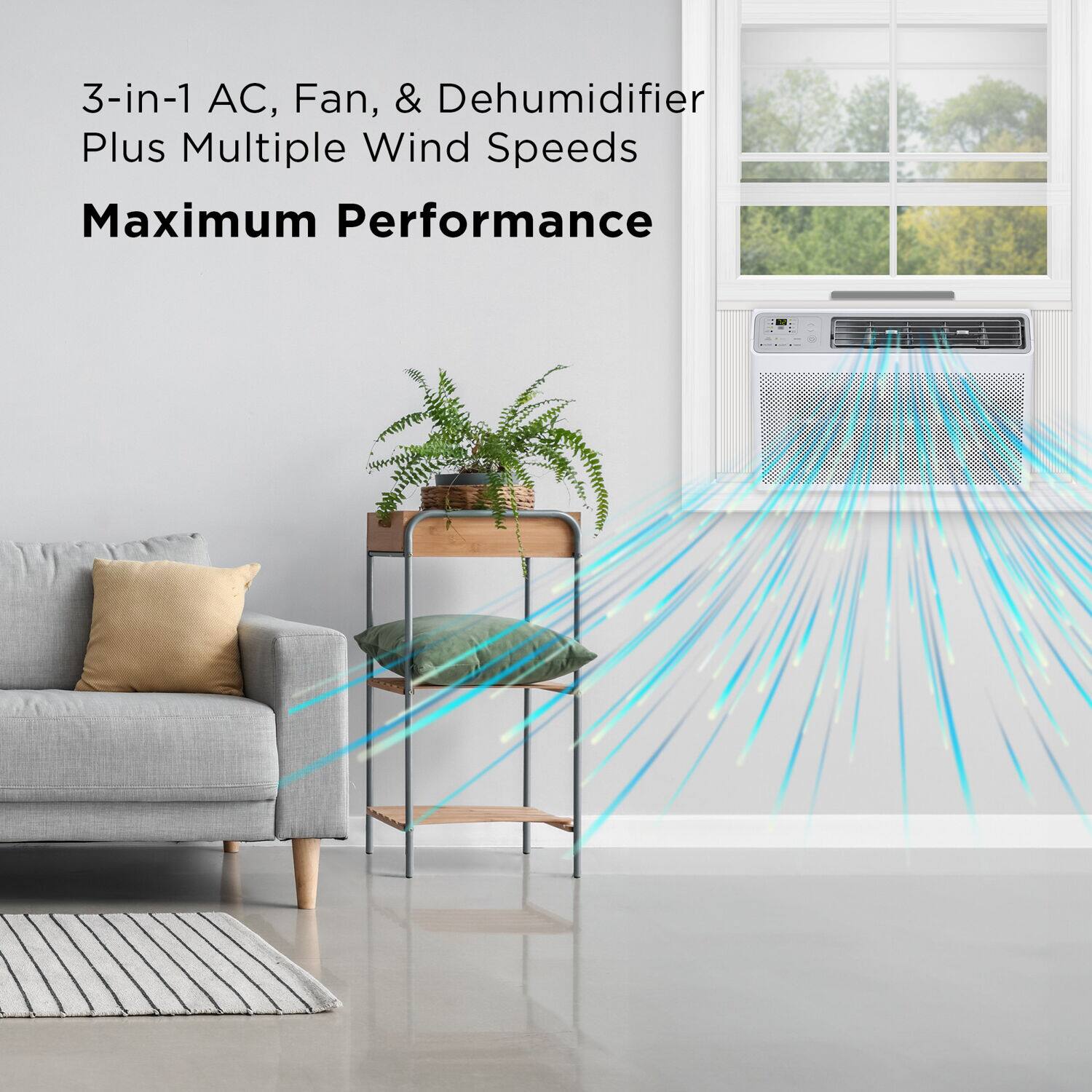 3-in-1 AC, Fan, & Dehumidifier Plus Multiple Wind Speeds Maximum Performance