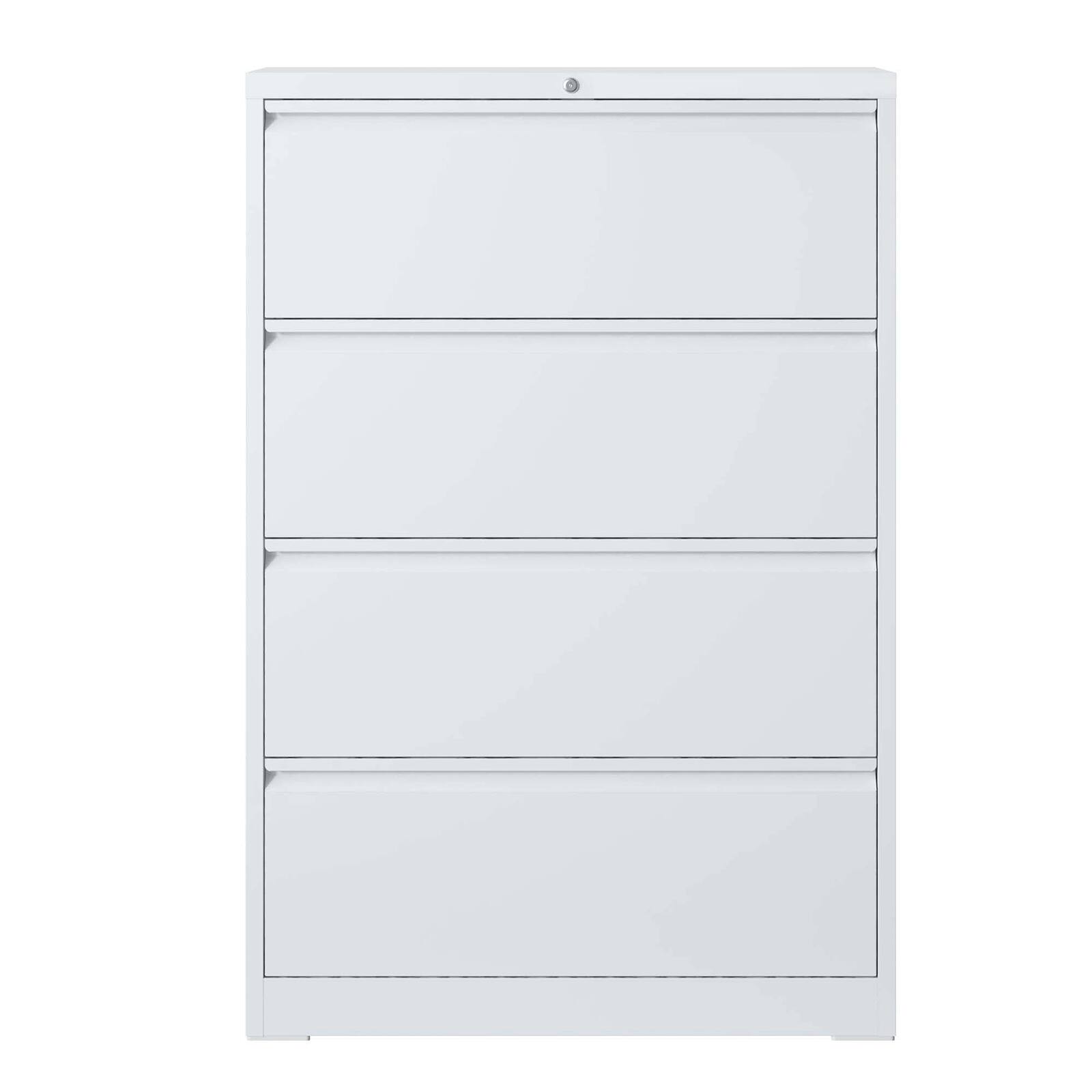 Alt View 7. Chateau Abodes - 4 Drawer Lateral File Cabinet with Lock, Metal Vertical Filing Storage for Legal/Letter/A4/F4 Size - White.