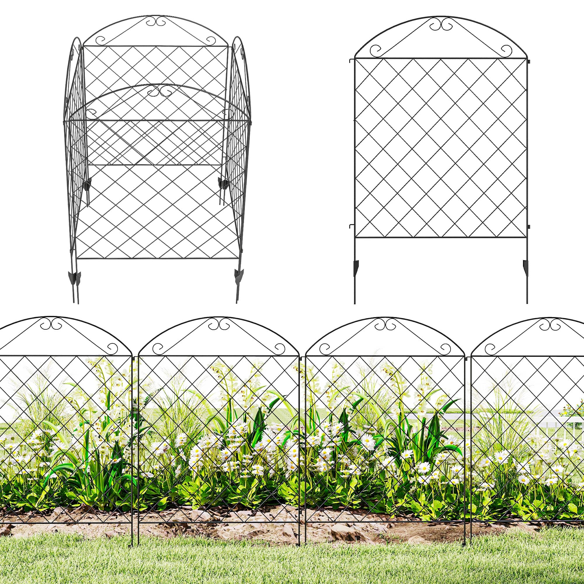 "Outsunny - Garden Fence, 4 Pack Steel Fence Panels, 11.5' L x 43"" H, Rust-Resistant Decorative Border Flower Edging for Yard - Black" price history on PriceWatchPro