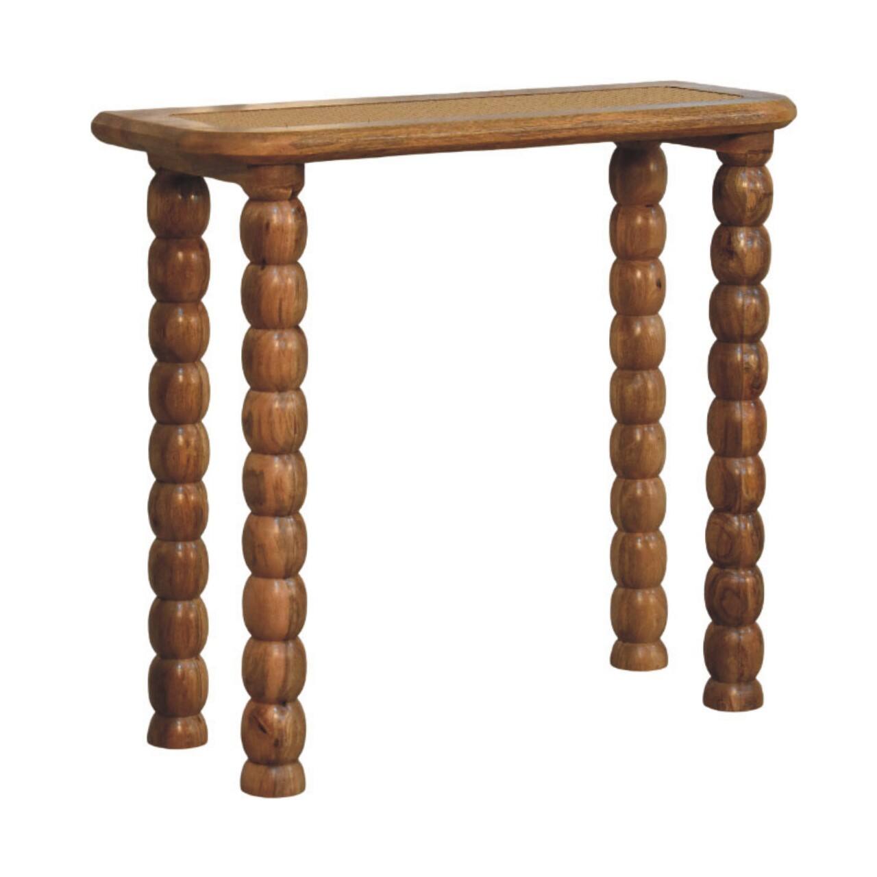 Left. Artisan Furniture - Artisan Furniture Solid Wood Spindle Rattan Console Table, Brown - Brown.