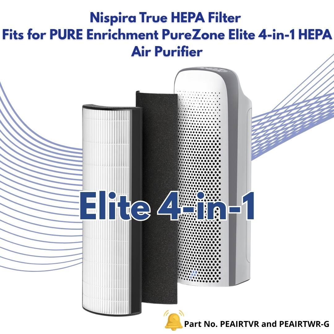 Nispira True HEPA Filter  
Fits for PURE Enrichment PureZone Elite 4-in-1 HEPA Air Purifier  

Elite 4-in-1  

Part No. PEAIRTWR and PEAIRTWR-G