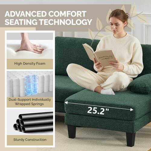 ADVANCED COMFORT SEATING TECHNOLOGY

- High Density Foam
- Dual-Support Individually Wrapped Springs
- Sturdy Construction

25.2"