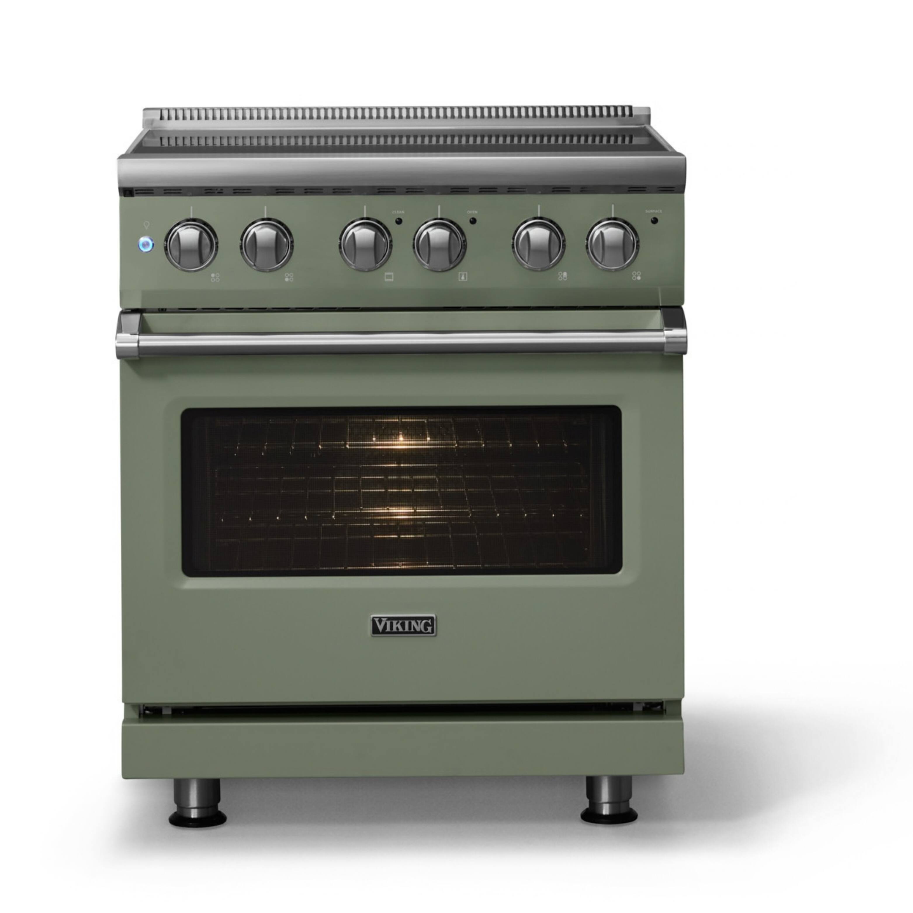 Alt View 1. Viking - 30"W. Pro5S 4.7 Cu. Ft. Freestanding 4 Element  Electric Convection Range - Eucalyptus - Eucalyptus.