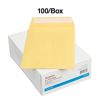 100/Box  
Staples  
6 x 9 Catalog Envelopes  
EasyClose  
6 X 9