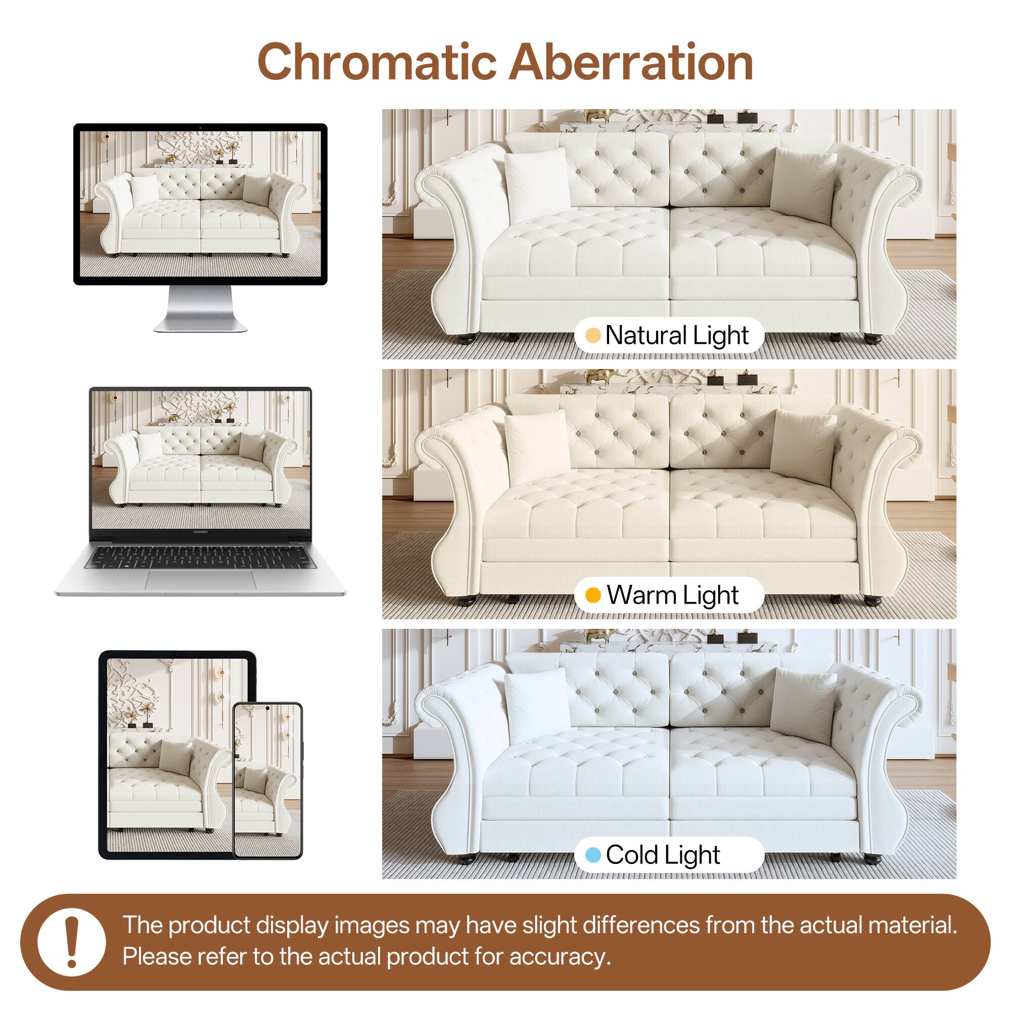 Chromatic Aberration  
Natural Light  
Warm Light  
Cold Light  

The product display images may have slight differences from the actual material. Please refer to the actual product for accuracy.