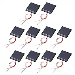 Unique Bargains - 10pcs 2V 0.08W 40mA Mini Solar Panels, Polycrystalline Solar Cell with Cable for DIY Toy Charger - Black
