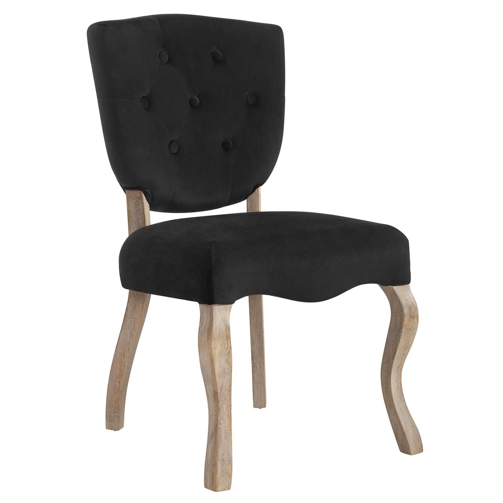 Angle. Modway - Array Vintage French Performance Velvet Dining Side Chair by Modway - Black.