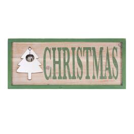 BreeBe - Wood Framed Christmas Bell Sign 18"L - Green, Brown