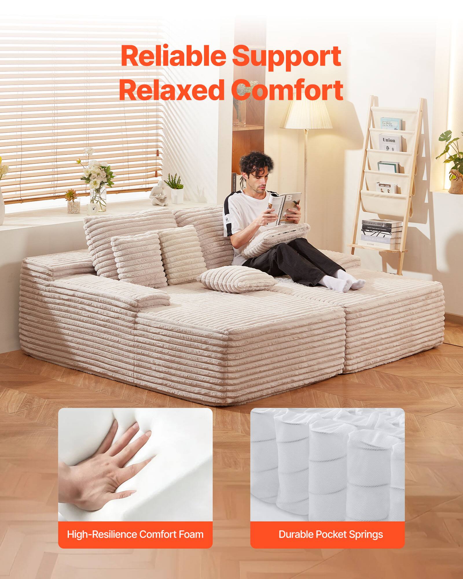 Reliable Support  
Relaxed Comfort  

High-Resilience Comfort Foam  

Durable Pocket Springs
