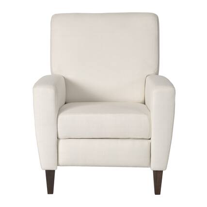 Front. CorLiving - Wells Basketweave Fabric Upholstered Indoor Pushback Recliner with Wood Legs - Off White.