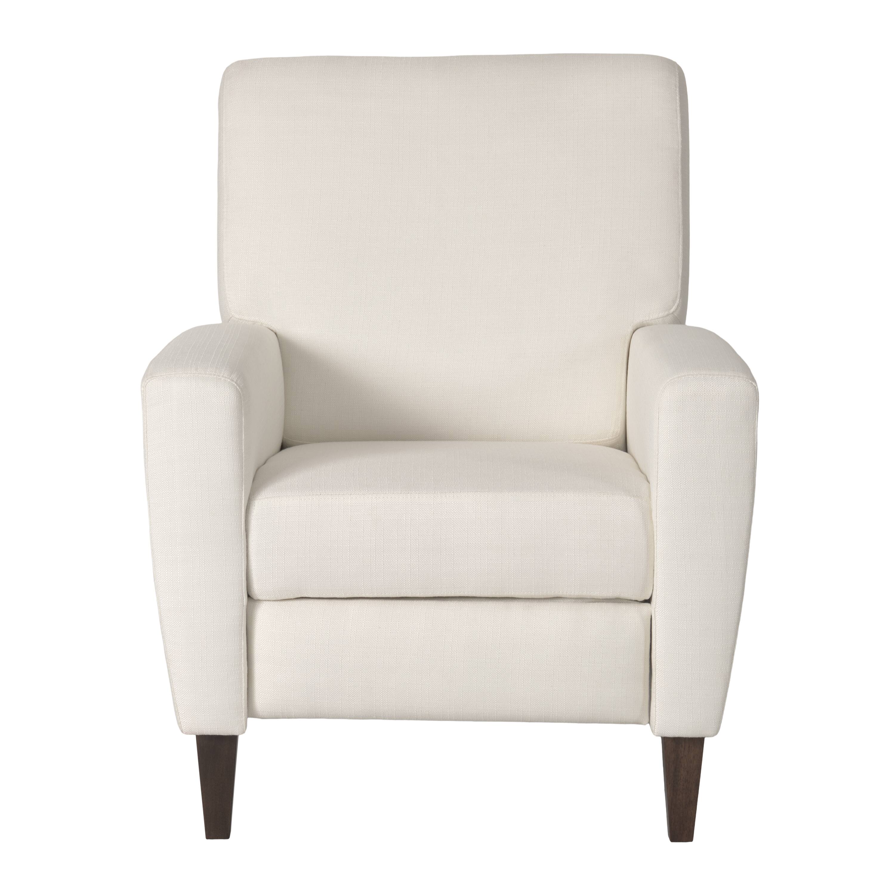 Front. CorLiving - Wells Basketweave Fabric Upholstered Indoor Pushback Recliner with Wood Legs - Off White.