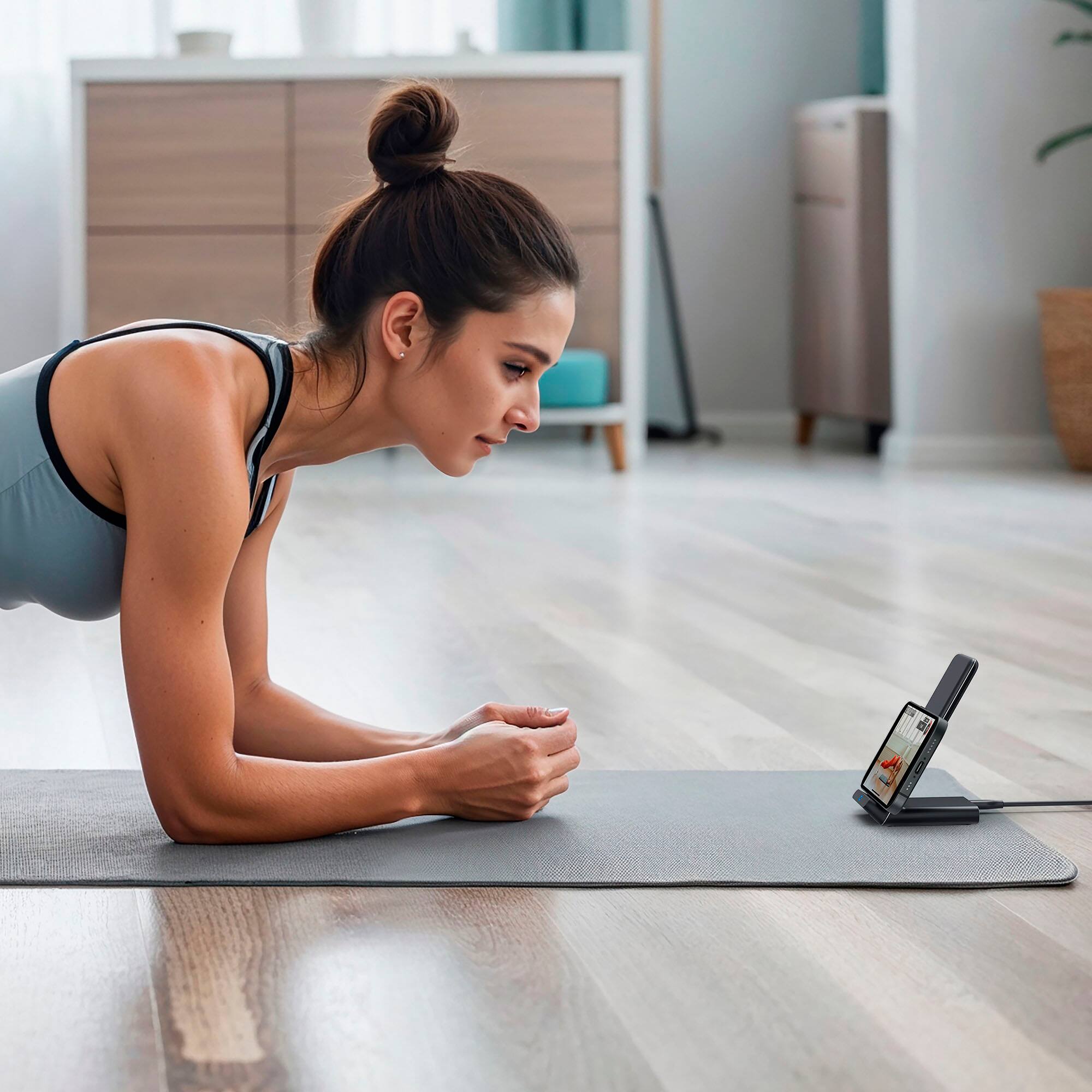 Alt View 5. Anker - PowerWave 10W Charging Stand with Adapter for Qi Devices - Black.