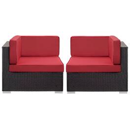 Gather Outdoor Patio Corner Sectional Set of 2 by Modway - Espresso Red