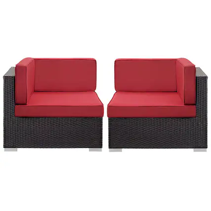 Front. Modway - Gather Outdoor Patio Corner Sectional Set of 2 by Modway - Espresso Red.