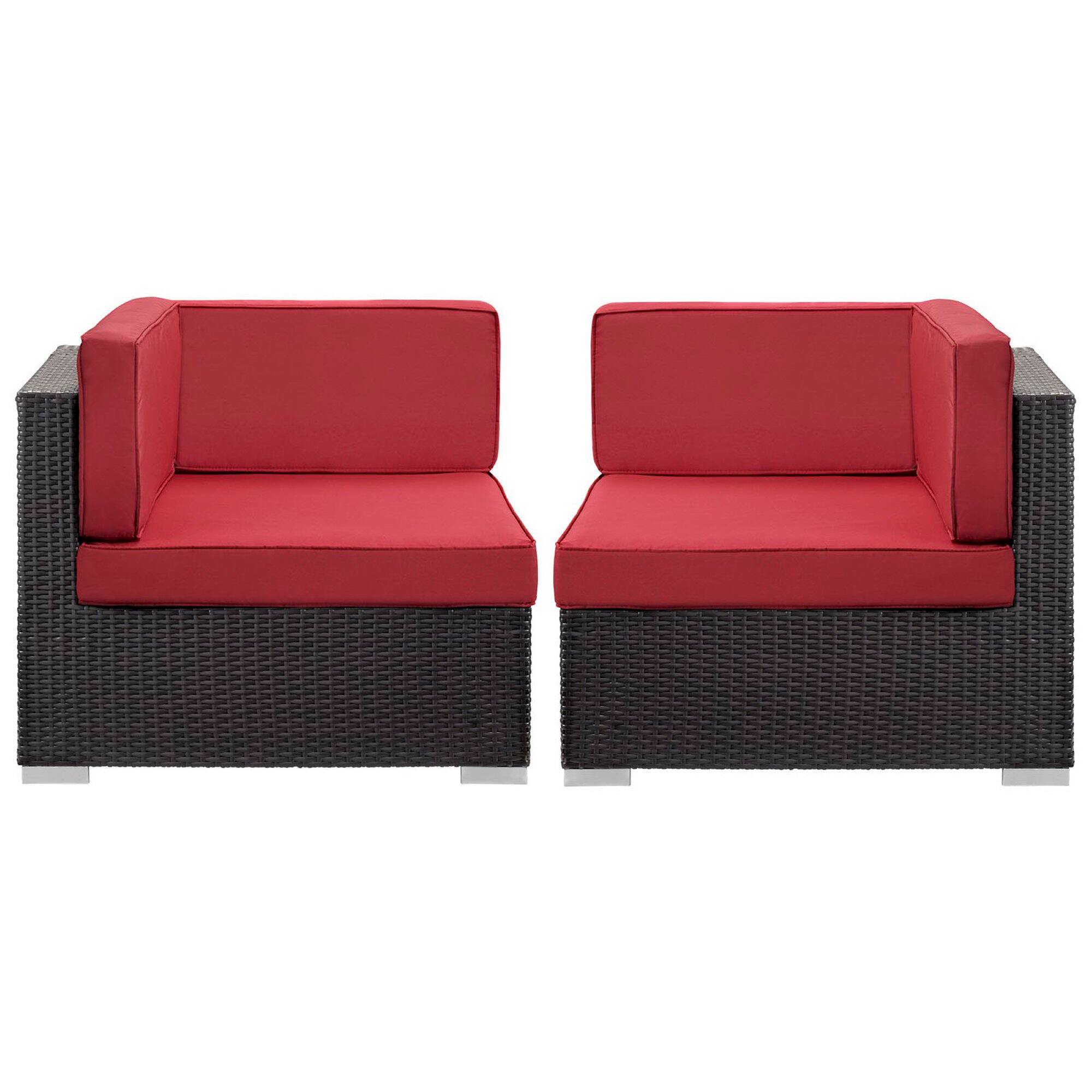 Front. Modway - Gather Outdoor Patio Corner Sectional Set of 2 by Modway - Espresso Red.