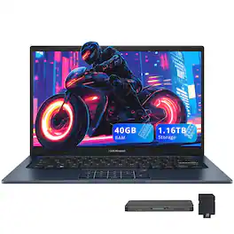 ASUS - Vivobook 14 14" FHD Laptop,Intel Core i3 1315U,40GB RAM,1TB SSD+160GB Docking Station Set,Win 11 Pro - Blue