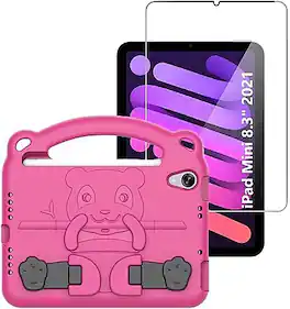 SaharaCase - iPad mini A17 Pro & 6th Generation 2021 Protection Bundle, KidProof Case with Tempered Glass Screen - Pink