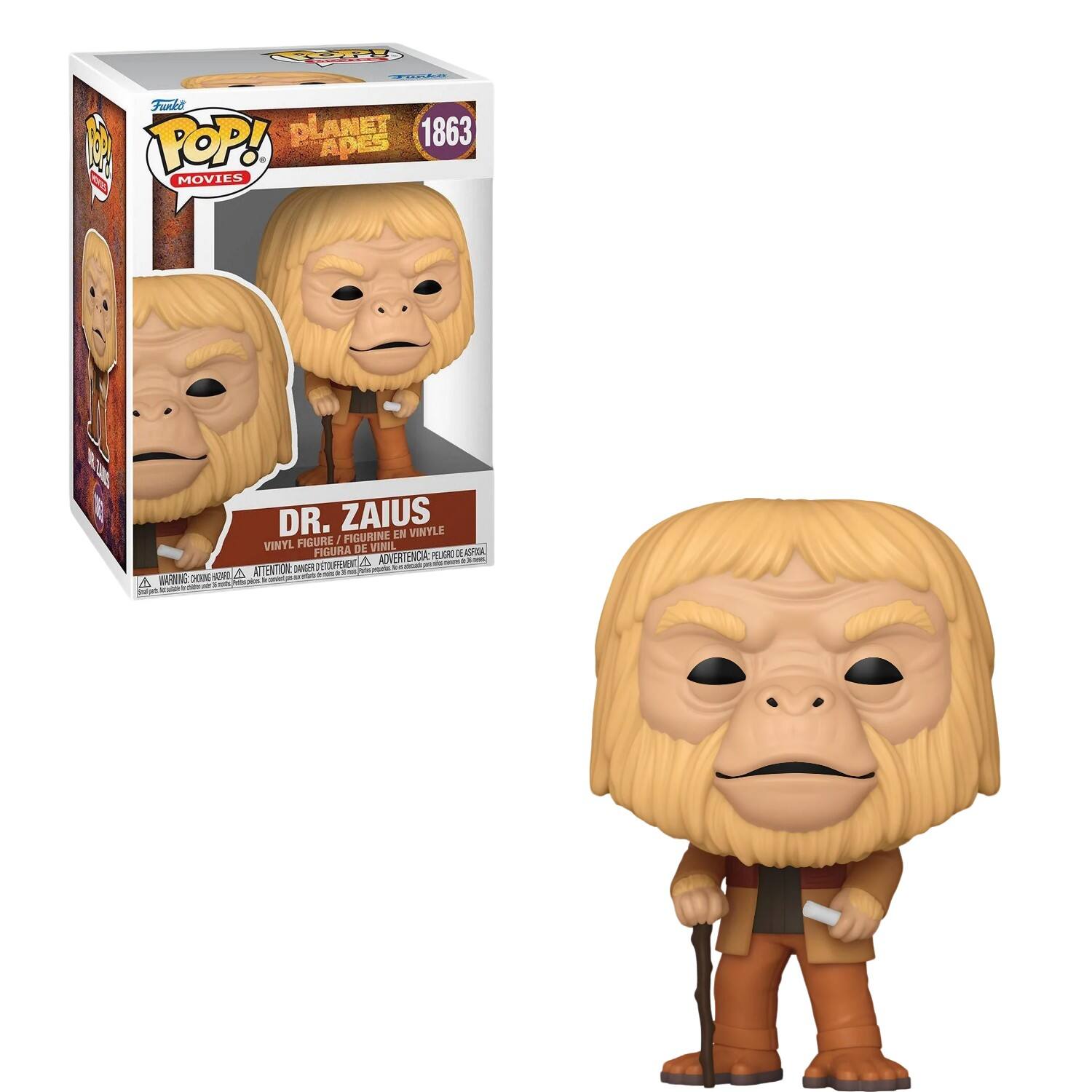 POP! MOVIES, PLANET APES, 1863, DR. ZAIUS, VINYLE FIGURINE EN VINYL, FIGURE VINIL, FIGURA DE ASPIA, ADVERTENCIA, PELIGRO DE ASPHIXIO, ATENCION, SINCERIO DE ASPHIXIO, WARNING, DANGER DE ASPHIXIO