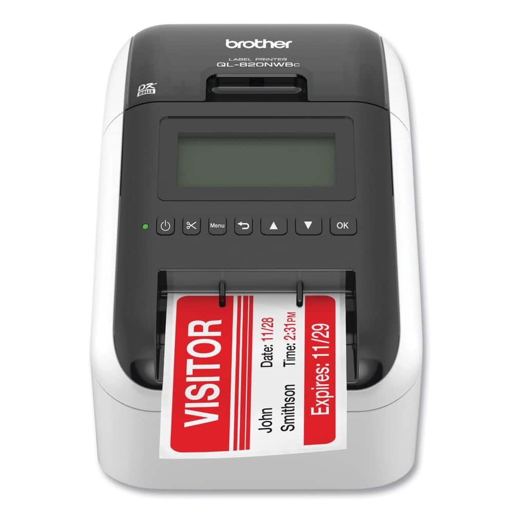 Brother - QL-820NWBC 5 in. x 5.7 in. x 9.2 in. 110 Labels/min Print Speed Ultra Flexible Label Printer - Black/Red